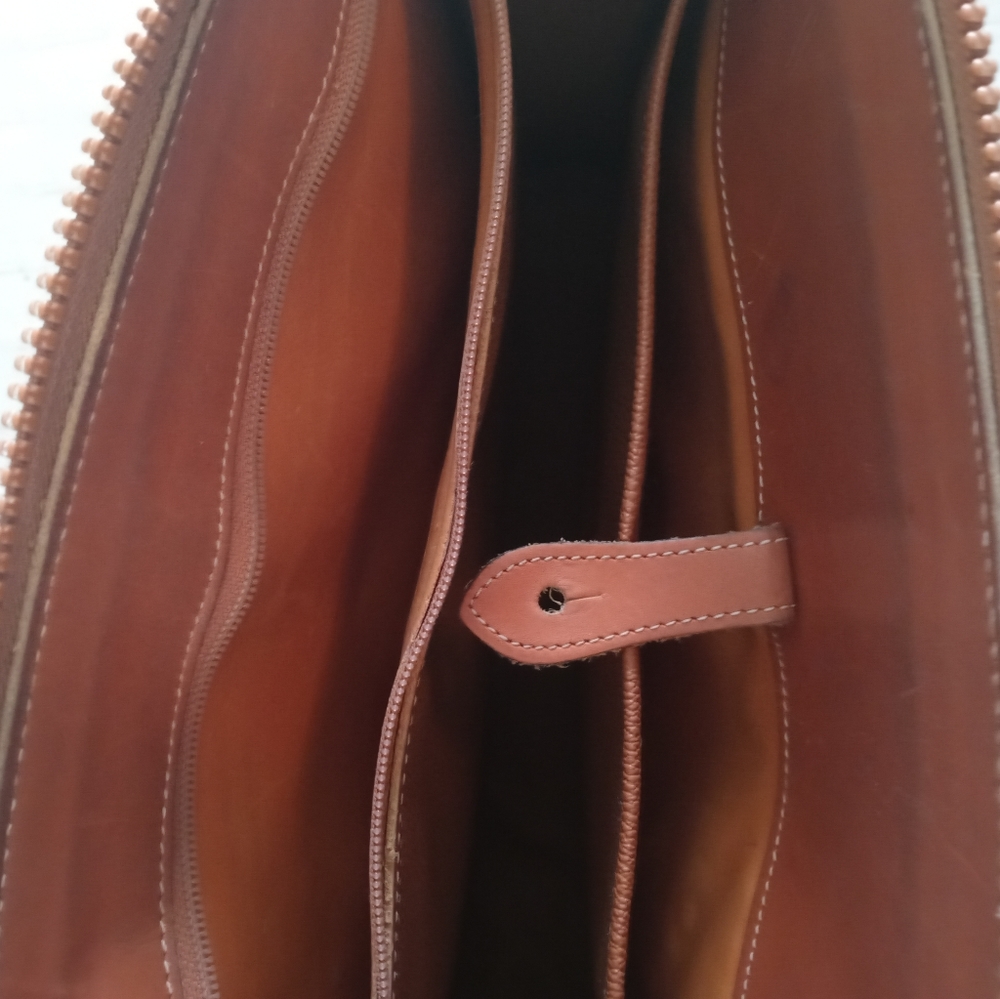 Dooney & Bourke Vintage Leather Navy/Brown Satchel - Picture 13 of 16